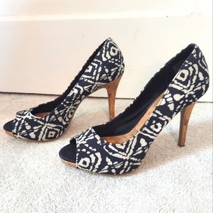 Christian Siriano Ikat Open Toe High Heels